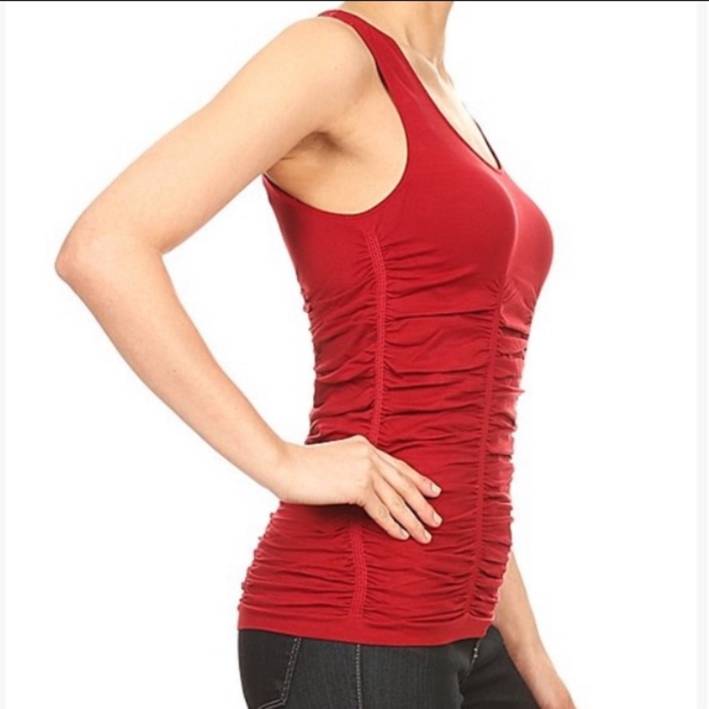 Bordeaux Ruched Tank, M - Picture 3 of 4
